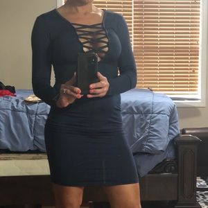Sexy blue bodycon dress